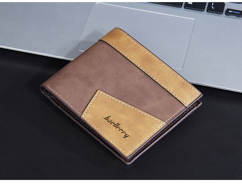 New men's wallet short baellerry contrast color multi-card slots tri-fold coin purse anti-magnetic wallet men_voghion.com
