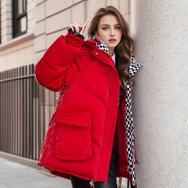 Women's down-padded winter padded houndstooth cotton-padded jacket new style_voghion.com