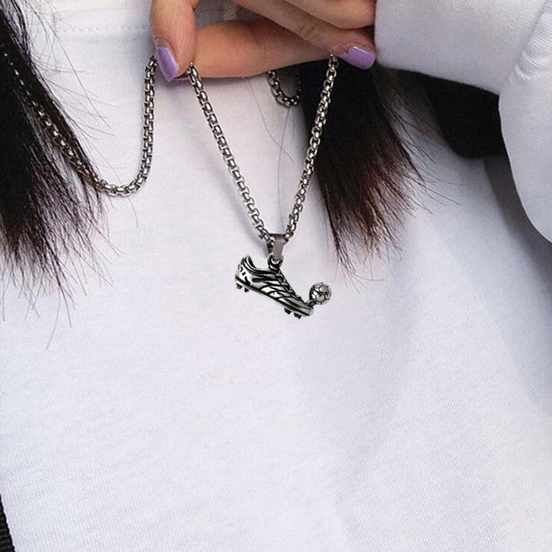 Men Hip hop Football Shoes Soccer Pendant Necklaces fashion Stainless Steel male charm pendants necklace HipHop jewelry gifts_voghion.com