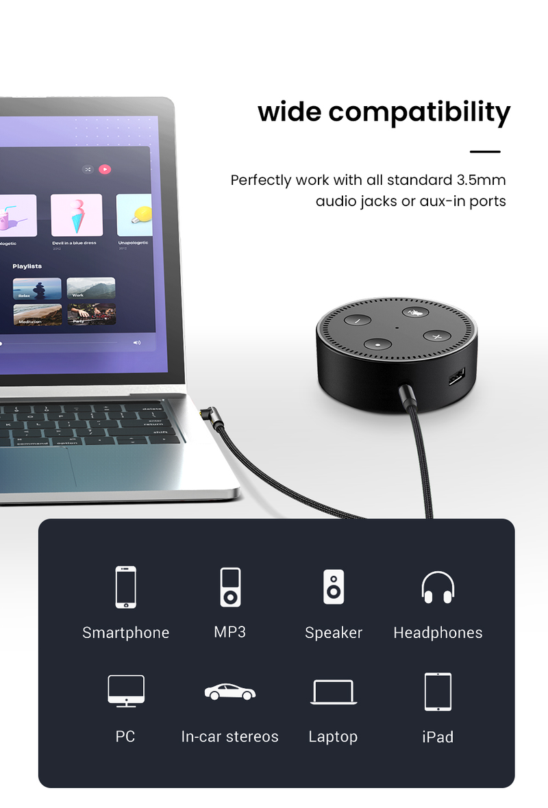 Cablu AUX jack de 3,5 mm conector pentru cablul de prelungire a difuzorului căștilor adaptor audio splitter potrivit pentru iPhone Sa_voghion.com