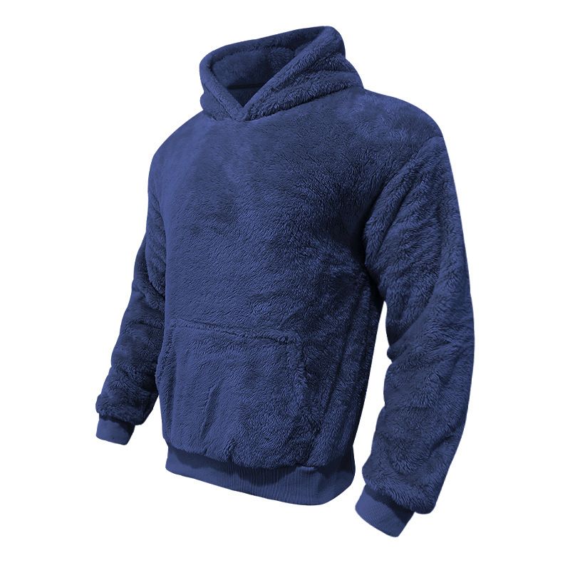New Youth Hooded Double-Sided Fleece Winter Pullover Sweatshirt Men Top_voghion.com