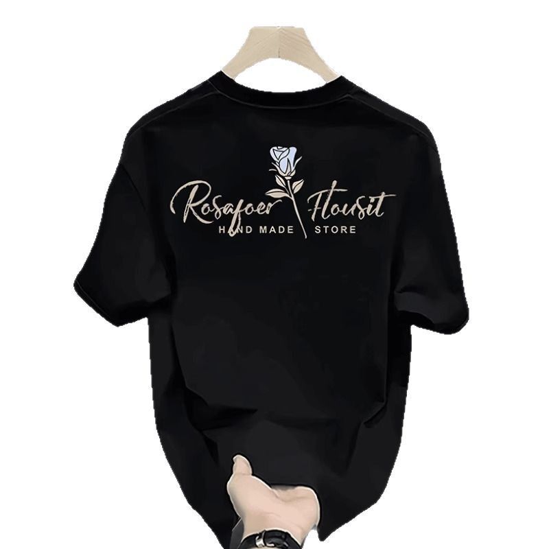 Maglietta a maniche corte da uomo in puro cotone pettinato, estiva, in filato doppio 220G2024, nuova, ampia e alla moda, casual._voghion.com