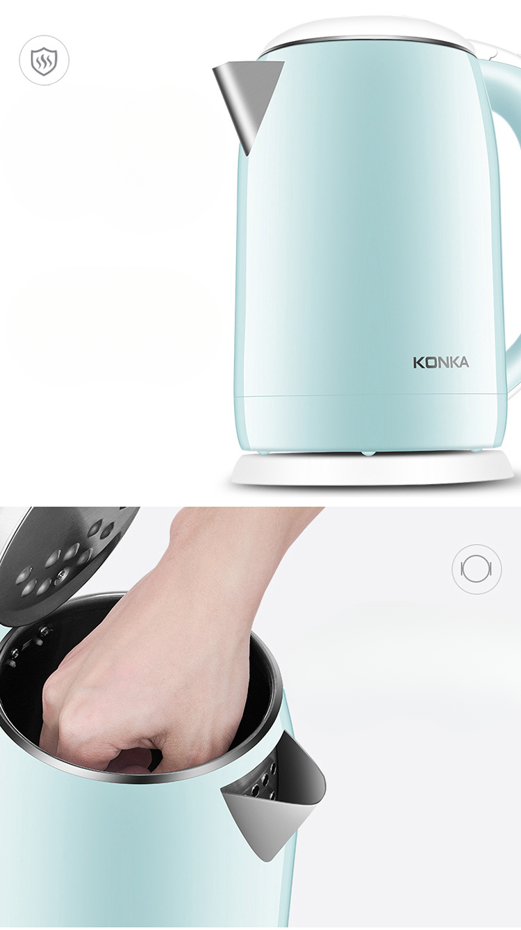 Ηλεκτρικός βραστήρας από ανοξείδωτο ατσάλι 304, ηλεκτρικός βραστήρας από ανοξείδωτο χάλυβα, νέος Konka's Home Hotel Μεγάλης χωρητικότητας Automatic Power Off Insulation 304_voghion.com