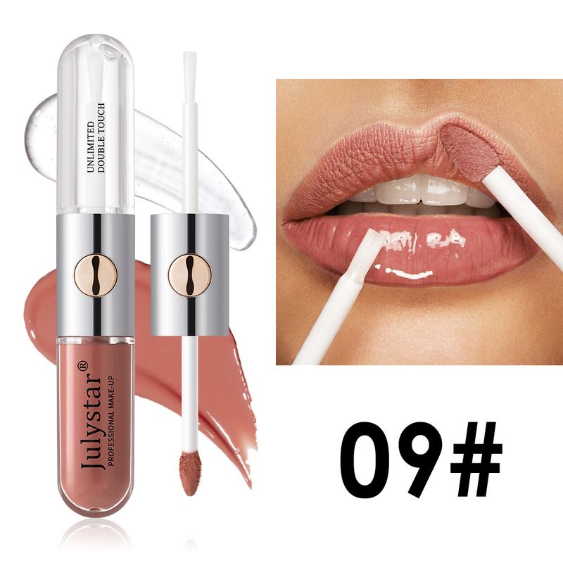Le rouge à lèvres Mirror Double Head Gloss est facile à colorer, hydratant, antiadhésif, résistant à la lumière, brillant à l'eau et brillant à lèvres._voghion.com