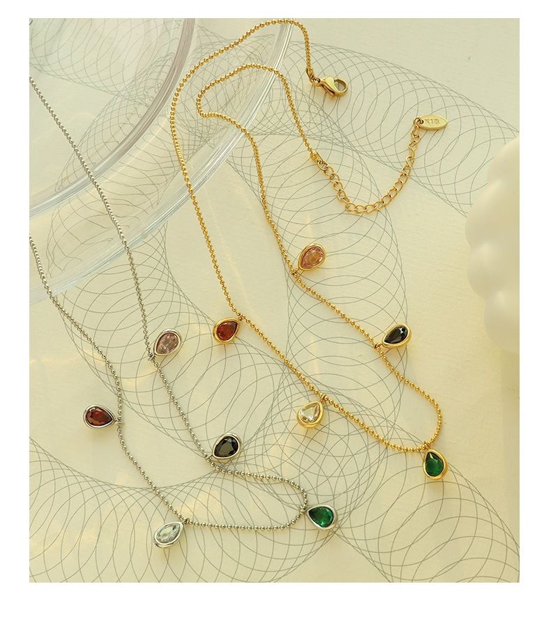 Damessieraden Geometrische Zirkonia Hanger Ketting - Stijlvolle Minimalistische Laagketting Voor Dagelijks Gebruik Sleutelbeenhalsketting_voghion.com