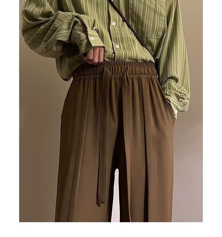 Naples Black Herren Drape High-End-Feeling, übergroße Hose, gerade Röhre, lockere Freizeitanzughose_voghion.com