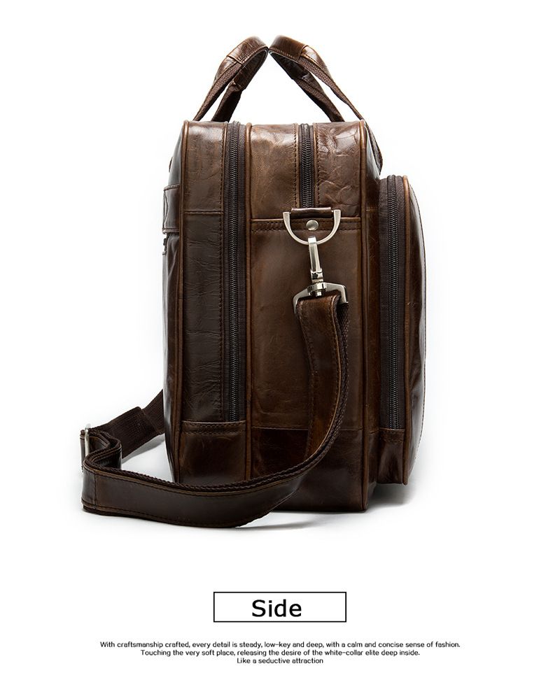 Cowhide Business Briefcase Genuine Leather Shoulder Messenger Bag 17 Inch Computer Portable Briefcase Men_voghion.com