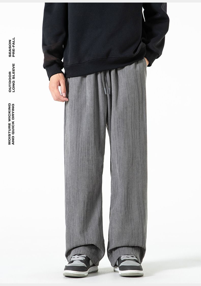 Pantaloni a gamba dritta larghi e versatili da uomo in velluto a coste americano autunno inverno 2024, stile nuovo, casual e ampio_voghion.com