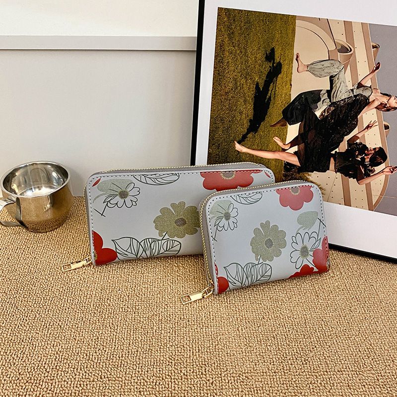 Torebki damskie Portfel Damska modna torebka wieczorowa z nadrukiem kwiatowym Wersja damska Portfel PU o dużej pojemności, etui na karty, portmonetka na monety_voghion.com