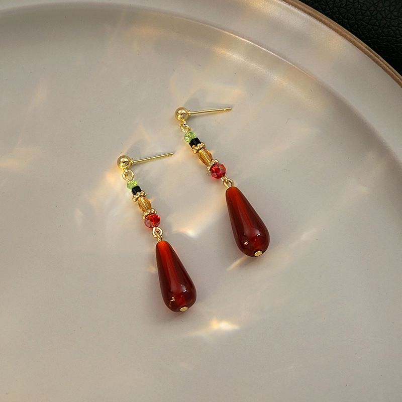 Nuovi orecchini con perline di giada imitazione e orecchini con nappe a forma di farfalla in stile cinese, semplici accessori Hanfu_voghion.com
