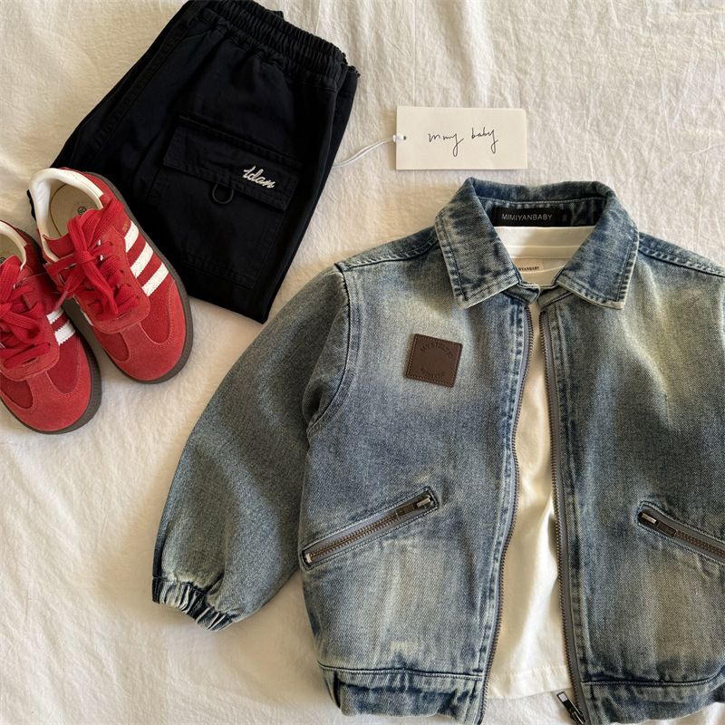 Children's Clothing New 2025 Boys' Soft Denim Korean Version Kids' Jacket Spring Toddler Zipper Clothes Trendy_voghion.com