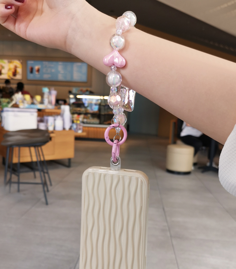 Large Square Crystal Bead Wrist Strap Mobile Phone Strap with Multi Sided Diamond Bead Pendant Phone Anti Drop Clip_voghion.com