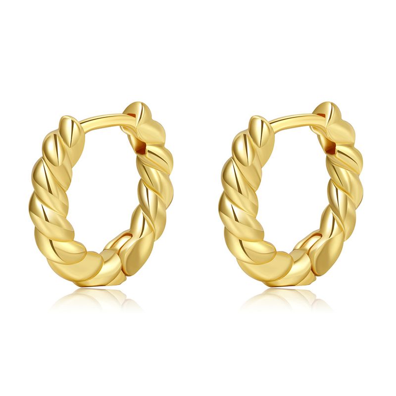New C-shaped Fried Dough Twists Earrings, Simple And Versatile, Copper-plated Earrings Jewelry, Ins Trendy Geometric Earrings, Ear Clips_voghion.com