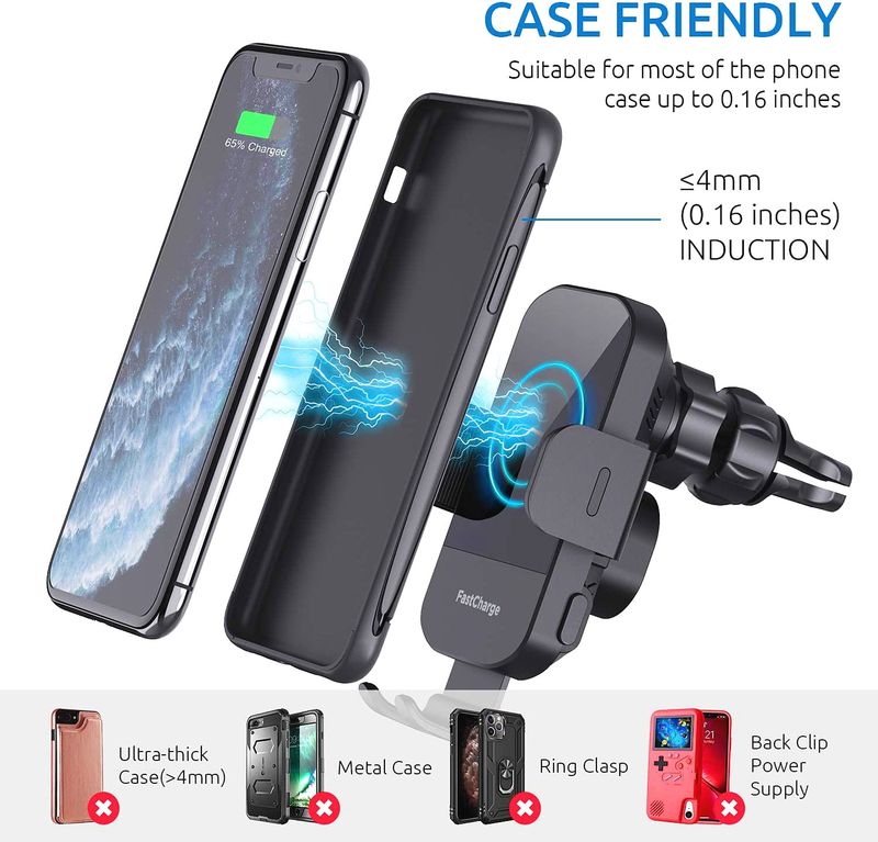 Car mobile phone holder 15W car wireless charger three axis linkage automatic induction clamping metal  clamp_voghion.com