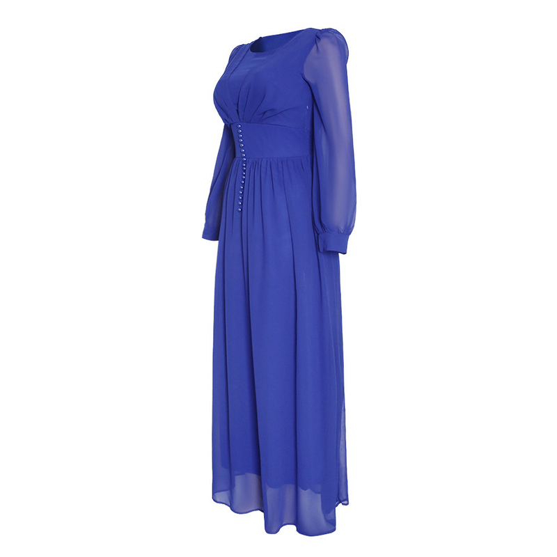 Dameskleding Moslim damesgewaad effen kleur chiffon puntige tuniekjurk Moslim Abaya_voghion.com