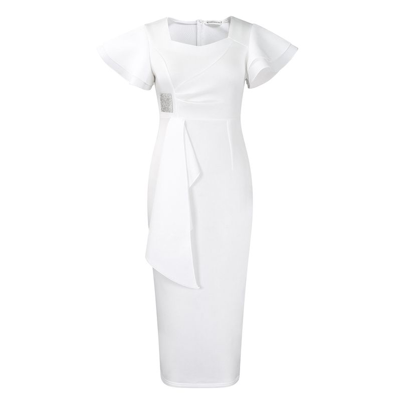 Women's Clothing fashion temperament elegant ruffled solid color hip wrapped _voghion.com