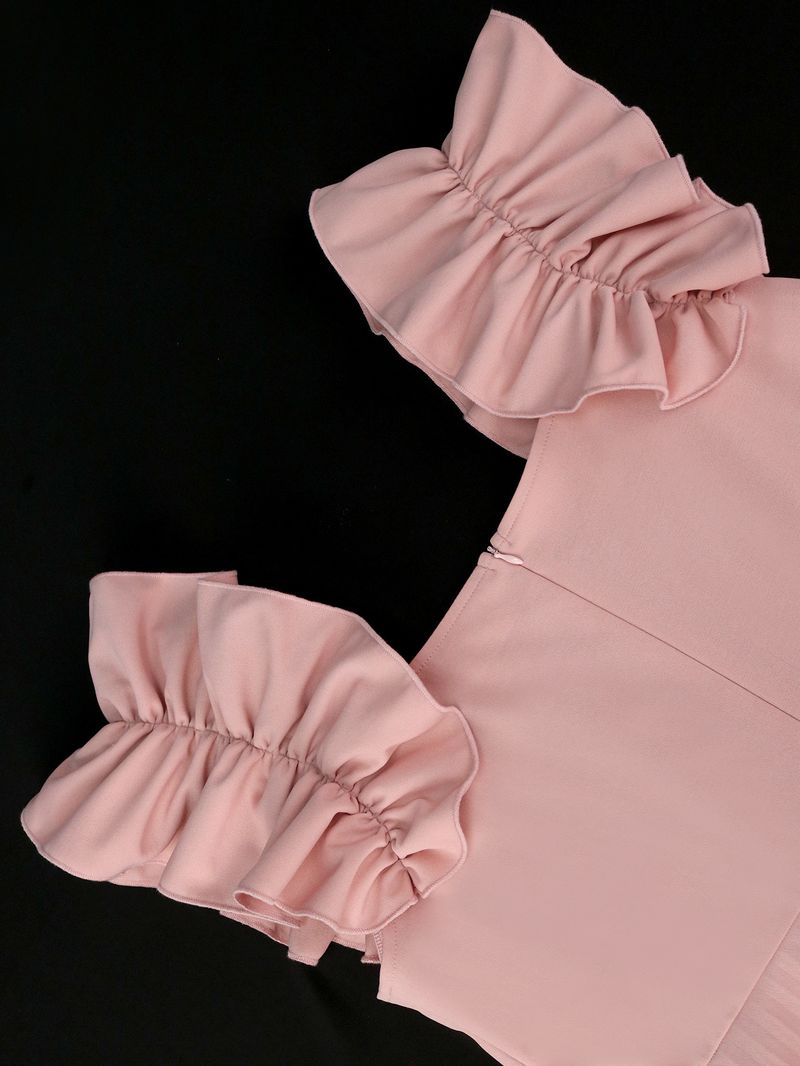 Women's Clothing Elegant Square Neck Sleeveless Pleated Midi Dress - Flattering High Waist Design In Soft Pink, Perfect For Casual & Office Wear_voghion.com