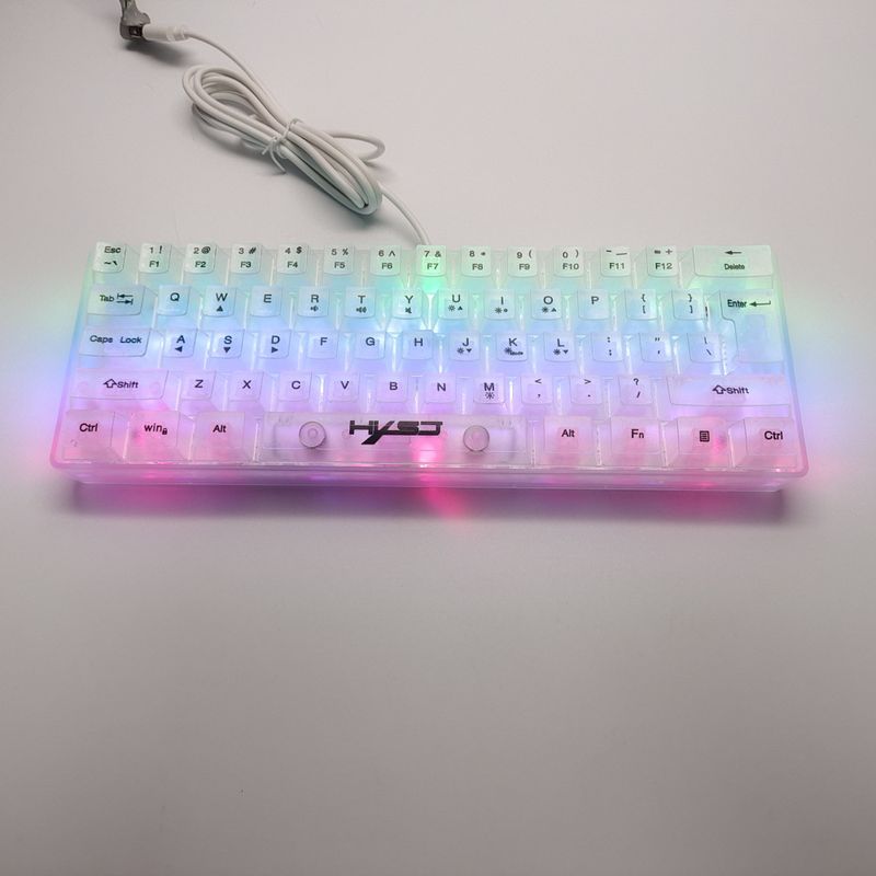 Yeni V700 61 Tuş Kablolu İnce Film Tamamen Şeffaf RGB Arkadan Aydınlatmalı Mekanik Dokunmatik Oyun Klavyesi_voghion.com