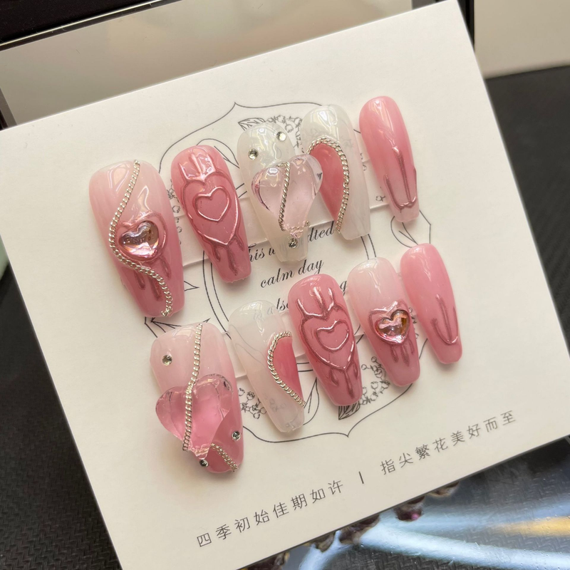 10 Stück Aurora bunte handgemachte gefälschte N mit Schmetterling Mondform Strass Nagelspitzen lange Ballerina drücken Sie auf F Ail ail_voghion.com