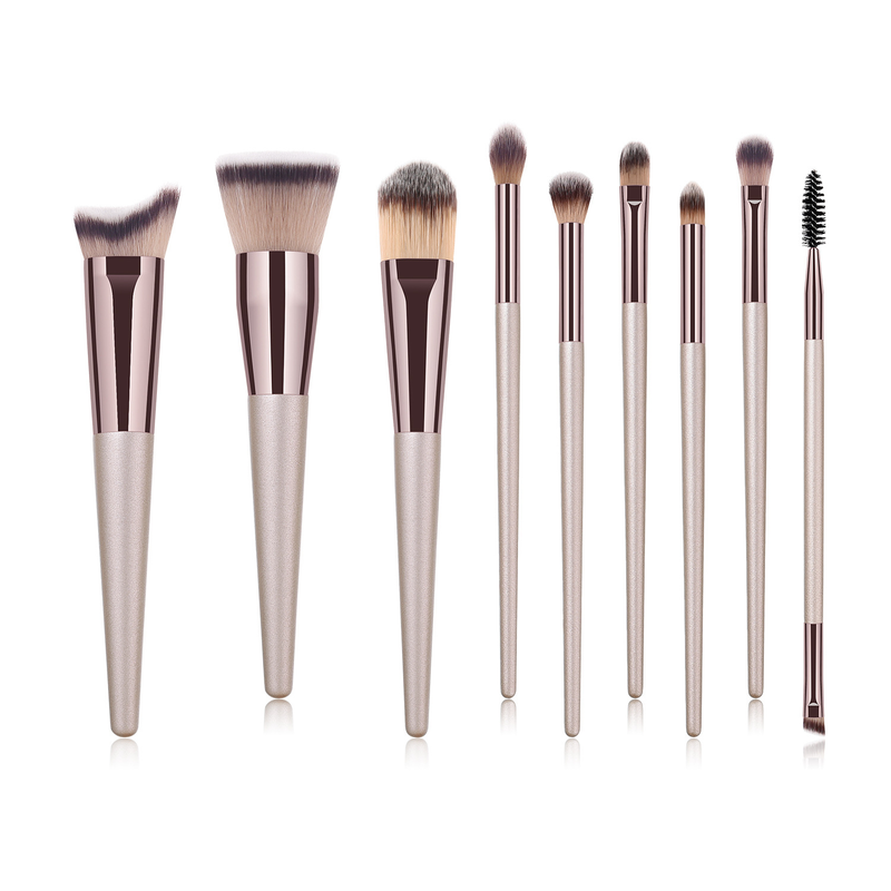 9 darabos sminkecset-készlet Champagne Gold alapozó ecset Új szépségápolási eszköz_voghion.com
