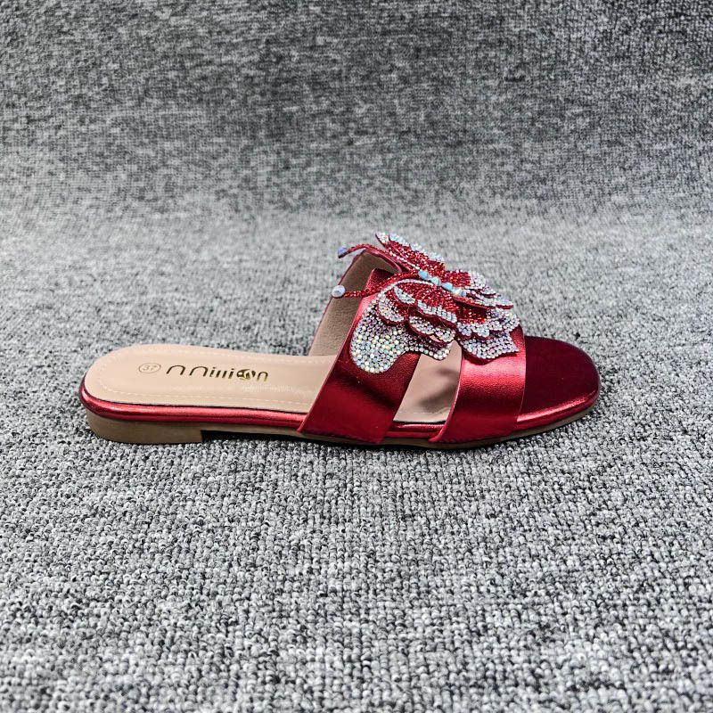 Chaussons pour femmes, ballerines pour femmes, chaussures plates, surface diamantée, extérieur, sans lacet, mode, pantoufles pour femmes Huidong, usine_voghion.com