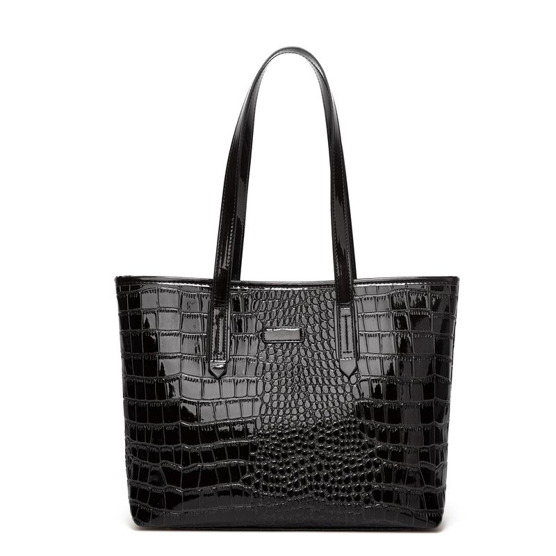 Women's Tote Bag Large Capacity Trendy Texture Crocodile Print Vintage Style Premium Large Capacity Upper Shoulder Tote Bag_voghion.com