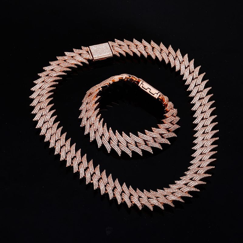 20mm Thorn Box Buckle Cubaanse ketting vol met zirkoon Hip Hop Heren Trendy Armband Echt Goud Galvaniseren_voghion.com