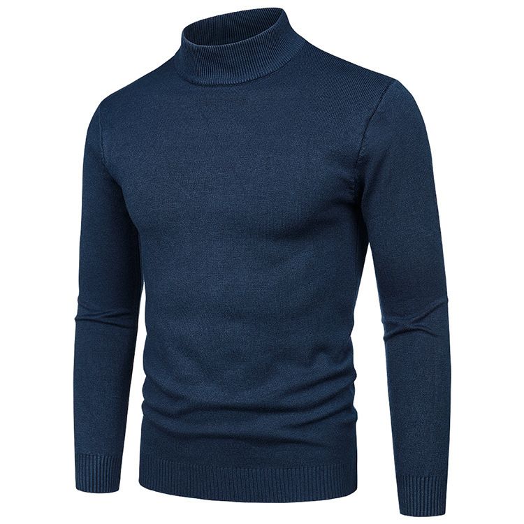 Einfarbiger Pullover für Herren mit Laufvolumen, halber Rollkragenpullover, Einheitsgröße, langärmeliges Pullover-Bottom-Shirt_voghion.com