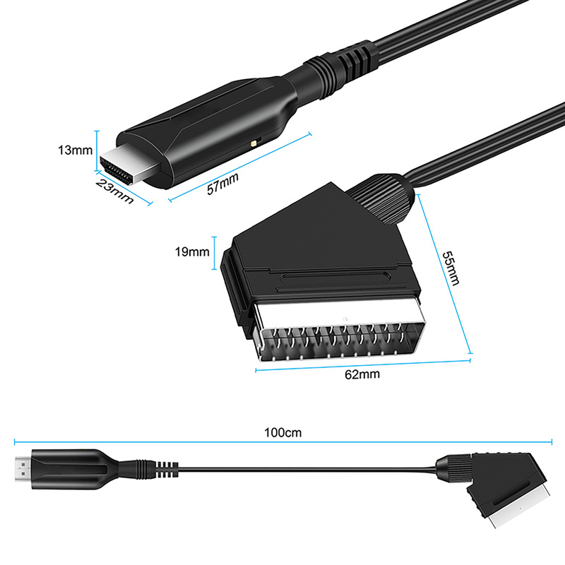 Xinweiqing Video Audio Adapter Mini High Resolution HDMI-compatible to Scart AV Signal Converter with USB Cable for DVD Player_voghion.com