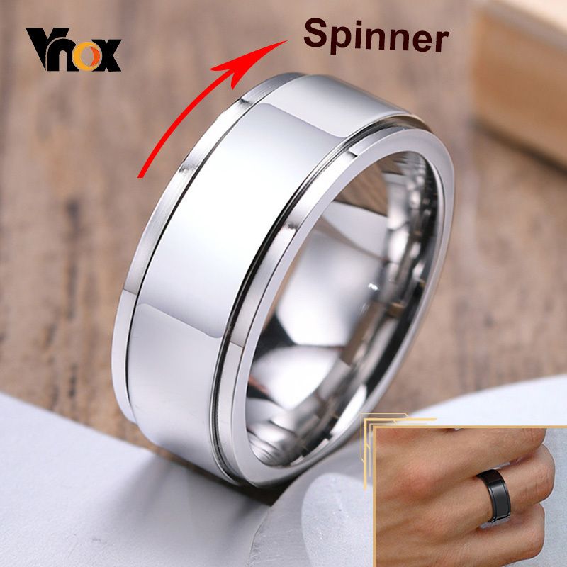 Vnox Spinner drehbar für Männer und Frauen, 6/8 mm, massiver, glänzender, matter Ehering, schlicht, lässig, klassisch, Retro, brüderlich_voghion.com