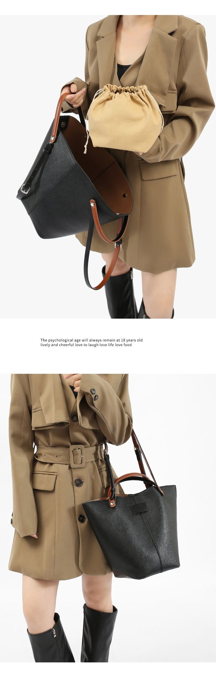 Nuova borsa a mano, motivo litchi retrò, grande capacità, design a cestino di verdure, tracolla versatile, borsa tote da pendolare, borsa alla moda da donna._voghion.com