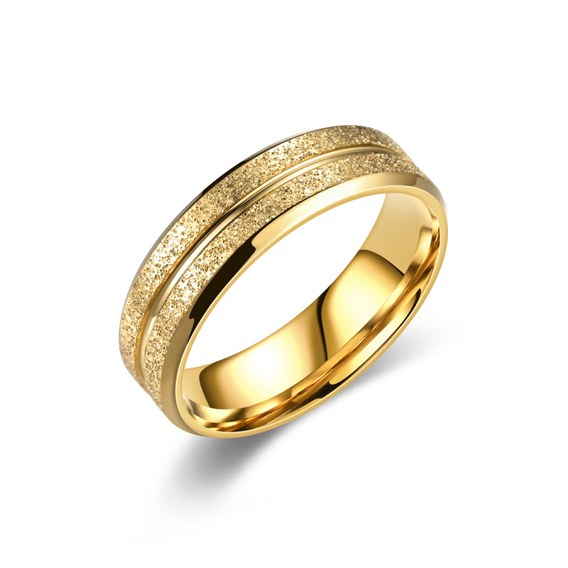 Nuovi accessori popolari: anello di coppia satinato a linea singola in acciaio inossidabile, anello in acciaio al titanio europeo e americano, gioielli fatti a mano in versione coreana_voghion.com