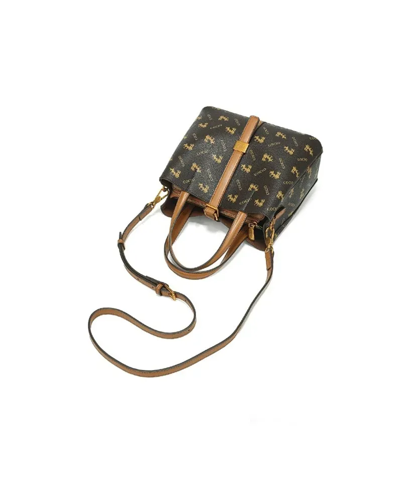 COCIO Designer New Letter Printed Shoulder Simple And Versatile Vintage Mailman Casual Classic Bucket Bag_voghion.com