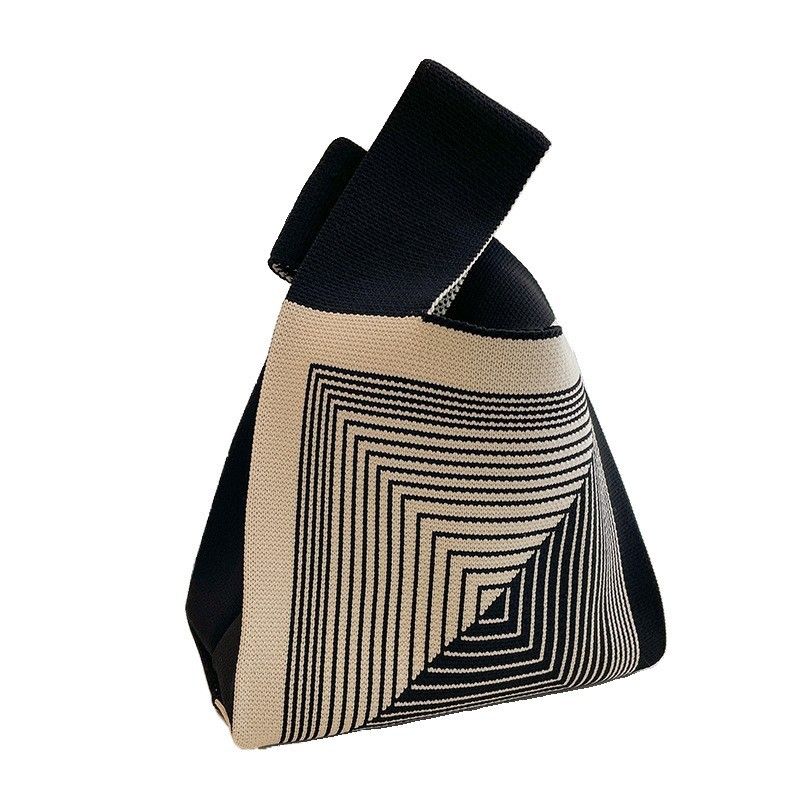 Borsa a secchiello grande in maglia intrecciata da donna, stile Ins, regalo_voghion.com