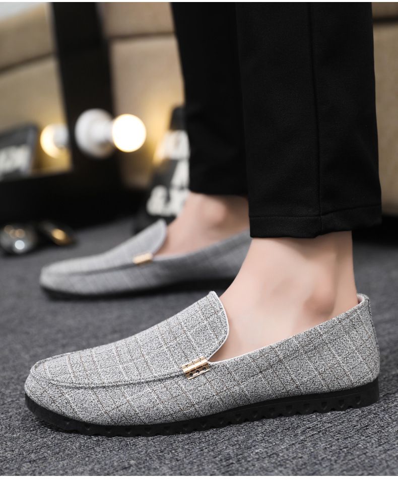 Men’s Shoes Men's Autumn Breathable Canvas Shoes Versatile Moccasins Men's Casual Shoes Korean Style Trendy Slip On Lazy Shoes_voghion.com