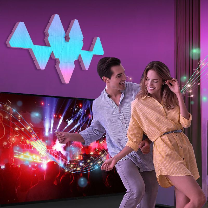 10-Pack Touch Sensitive Modular Triangle Wall Lights With Remote Intelligent Triangular Quantum Lamp RGB Color App Control Music Sync_voghion.com
