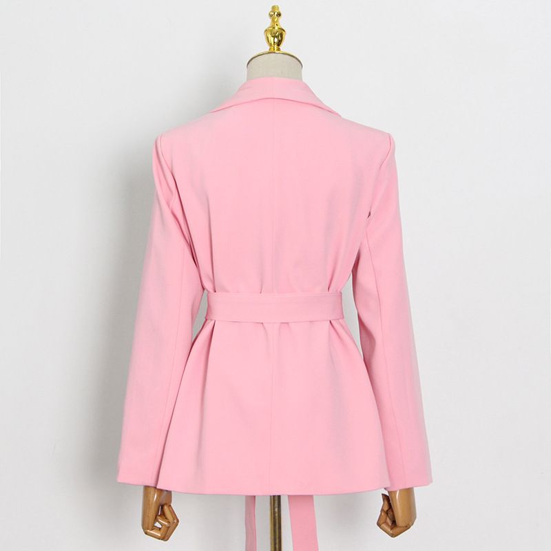 Abbigliamento da donna primavera e autunno nuovo stile tinta unita abito con cintura + pantaloni dritti a vita alta_voghion.com