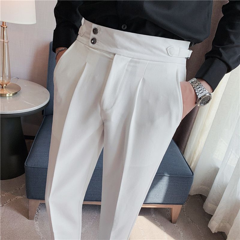 New Neapolitan Drape High Waist Men's Casual Pants Trendy Trousers_voghion.com