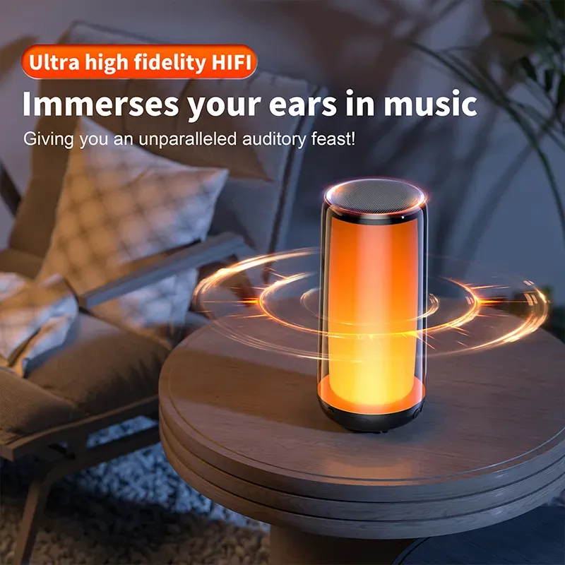 QERE HF33 Mini caisson de basses portable sans fil d'extérieur avec LED clignotante en métal coloré_voghion.com