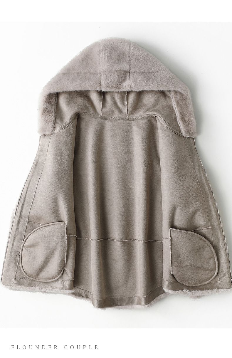 Women's Clothing Autumn And Winter Golden Mink Coat Women's Short Hooded Snow Mink Mink Fur Environmentally Friendly Fur Coat_voghion.com