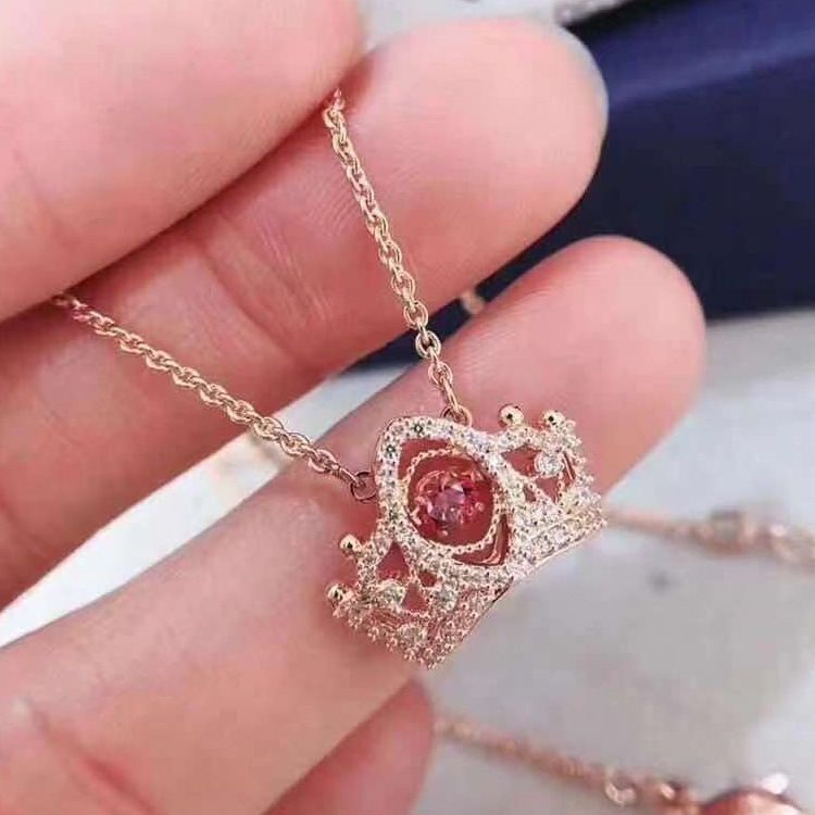Colar de coroa de coração batendo feminino elemento cristal inteligente colar de clavícula feminino_voghion.com