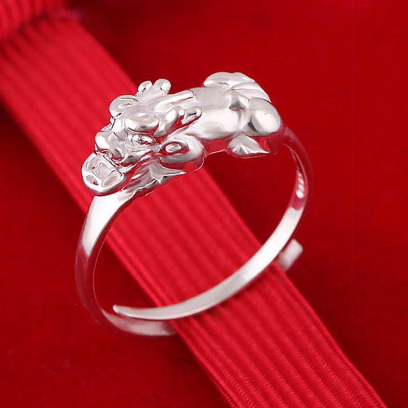 Anello in argento puro per donna, stile semplice ed essenziale, ricchezza arabica, moda Pixiu, anello aperto, gioielli Rendy_voghion.com