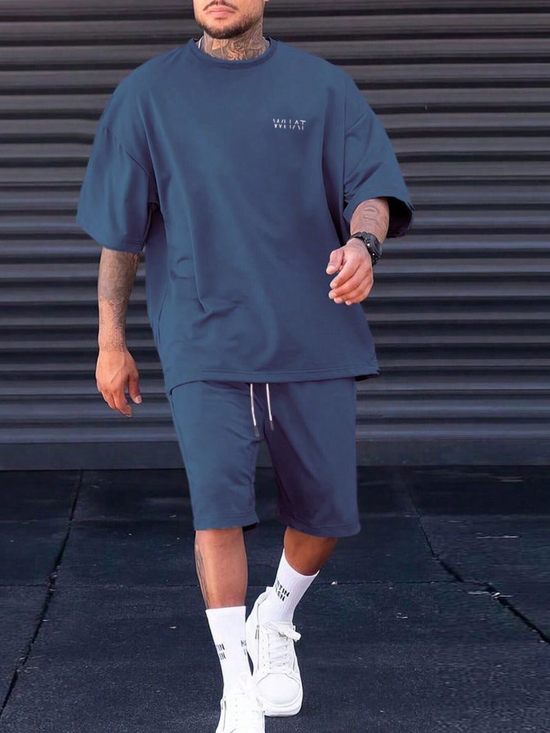 Men's Clothing Summer New Simple Sports Casual Suit Men's Short Sleeved T Shirt With Shorts With Small Icon ME2 MA1_voghion.com