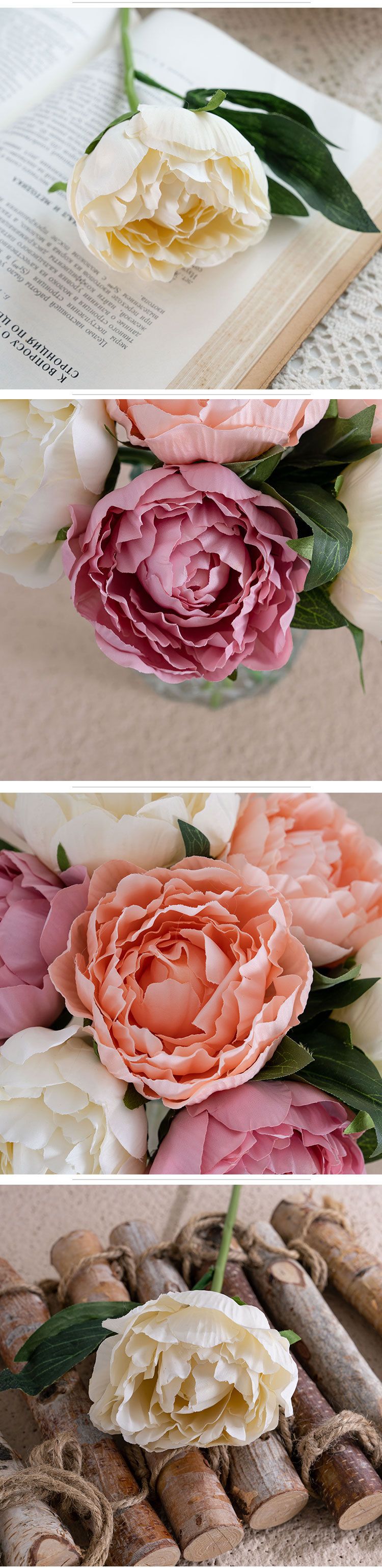 Artificial Flower Purple Smoked Single Branch Peony INS Style Artificial Flower Manufacturer Home Decoration_voghion.com