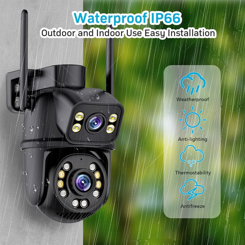 Icsee Gun Ball Bağlantılı Çift Lens İzleme Çift Ekran 360 Derece Açık Hava Su Geçirmez HD WiFi Top Makinesi Dürbün_voghion.com