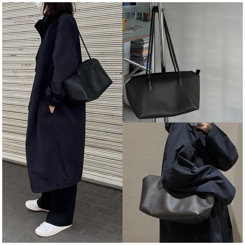 Borsa a tracolla versatile minimalista in vera pelle, grande capacità, da ascella, per donna, primavera/estate, Row 2025_voghion.com
