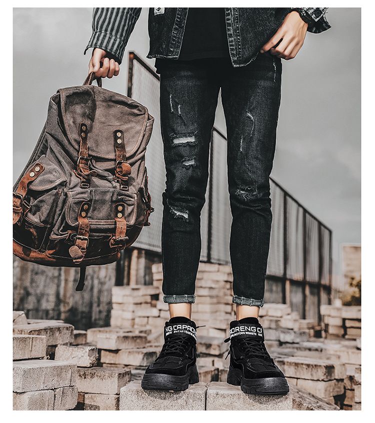 Autumn and Winter high-top break lace-up Martin boots breathable outdoor sports platform shoes men's round toe trendy single-layer shoes batch_voghion.com