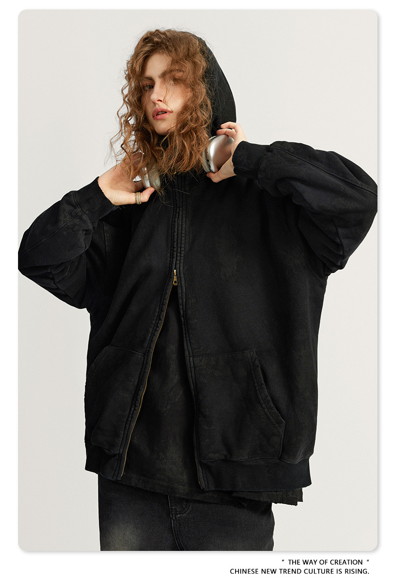 Man's clothing Wash wash color fleece hoodie vintage street chic hoodie_voghion.com