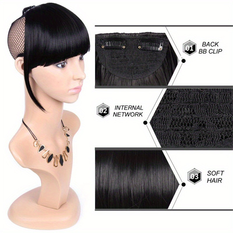 Włosy syntetyczne Peruki do sprzedaży bezpośredniej z prostymi grzywkami dla kobiet i podwójnymi bokobrodami_voghion.com