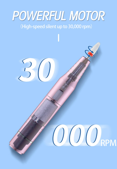 35000/30000 RPM elektrinė nagų gręžimo mašina manikiūro frezavimo pjaustytuvui, skirta gelinio poliravimo nagų gręžimo rašiklio salono nagų įrangai_voghion.com